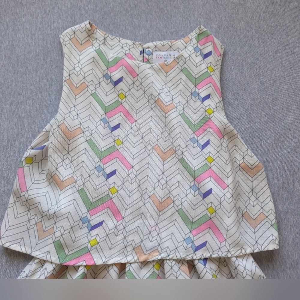 ModCloth Compania Fantastica Chevron Tiered Mini Dress M EUC Pop Art Abstract - Picture 15 of 16